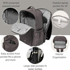 Baggallini Tribeca Expandable Laptop Backpack - 15"x11" Lightweight RFID Computer Bag for Work & Travel with Luggage Sleeve