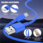 3-Pack Blue [3.3FT+3.3FT+6FT] USB A to USB C Cable, Compatible with iPhone 15/16, iPad, Samsung, MacBook, PS5 and More, Fast Charging, Carplay Cable