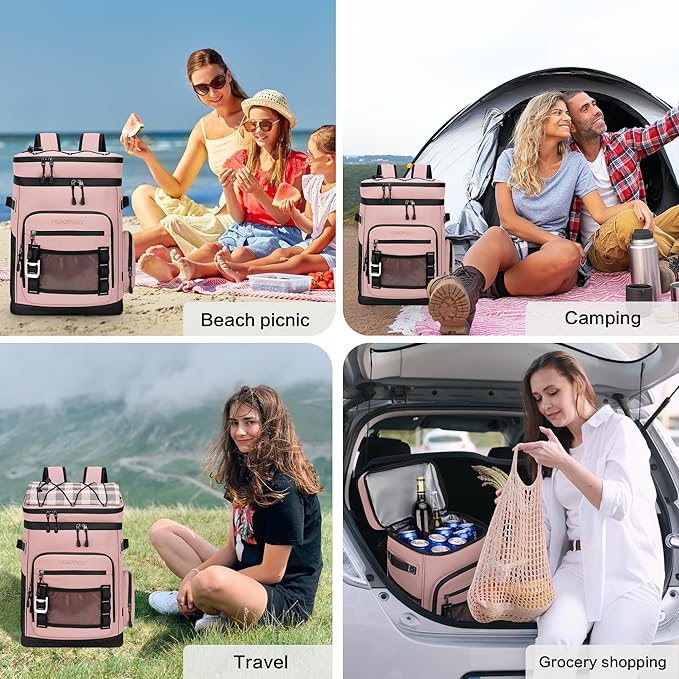 Hulongo Large Waterproof Insulated Cooler Backpack for Men & Women, Leak Proof Cooler Backpack for Camping, Beach, Fishing, Picnic, Travel, Outdoor, 30L, 48Cans