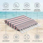 Cotton Turkish Beach Towel with Towels Oversized 36"x72" Pool Absorbent Extra Large Quick Dry Sand Travel Towel (Charcoal, 6 Pack)