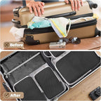 4 Set Compression Packing Cubes for Suitcase - Space-Saving Luggage Organizer Bags, Lightweight Travel Essentials for Efficient Packing (Black)