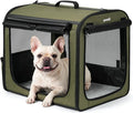Dog Car Carrier Light Weight 24×17.7×20.5in, Dog Carrier Easy to Assemble, Dog Car Crate Portable and Breathable, Foldable Pet Carrier for Indoor and Outdoor, Dog Travel Crate with Curtain Green