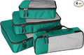 WTREE 4-Piece Packing Cubes Travel Accessories Set for Suitcases - Luggage Organizer Bags with Double Zipper - Mesh Top - Small/Medium/Large/Slim - Green