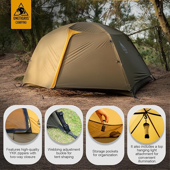 OneTigris Stella 4 Season Camping Tent Backpacking Waterproof Lightweight Easy Setup Instant 3000mm Waterproof Rating Outdoor Hiking Tent