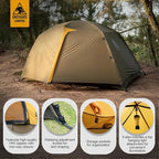 OneTigris Stella 4 Season Camping Tent Backpacking Waterproof Lightweight Easy Setup Instant 3000mm Waterproof Rating Outdoor Hiking Tent