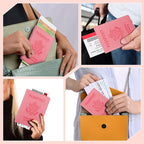 Passport Holder for Travel Men Women - Passport Cover, Passport Wallet Case Travel Essentials Travel Must Haves Accessories Blocking Leather Card Slot Protector for Stocking Stuffers Gifts, Pink