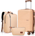 Carry On Luggage Set 22x14x9 Airline Approved Luggage Sets 3 Piece,Suitcases with Wheels,ABS Hard Case Luggage with TSA Lock Spinner Wheels(20 Inch,BP/TB)