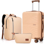 Carry On Luggage Set 22x14x9 Airline Approved Luggage Sets 3 Piece,Suitcases with Wheels,ABS Hard Case Luggage with TSA Lock Spinner Wheels(20 Inch,BP/TB)
