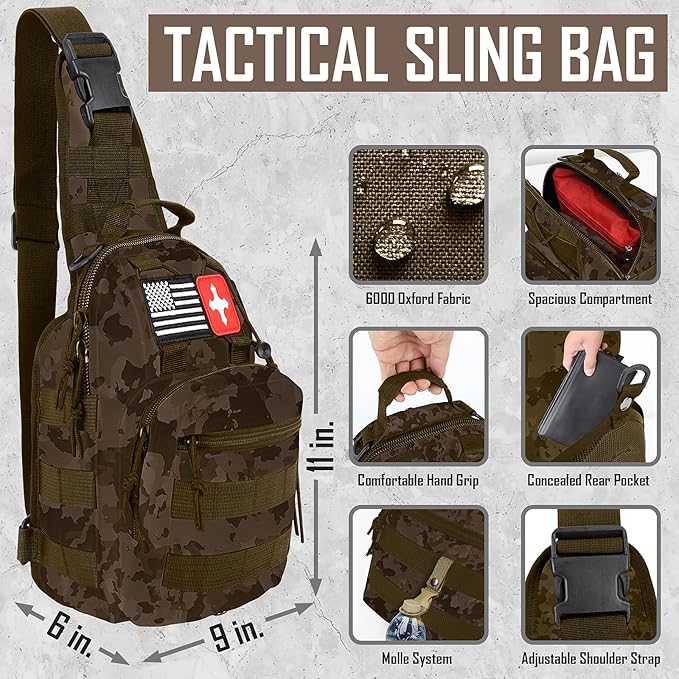 Survival Kit, 268 Pcs Emergency Survival Gear and Equipment Supplies with First Aid Kit, Camping Axe, Headlamp, Crossbody Bag for Camping Hiking, Hunting, Gift for Christmas Men, Dads,