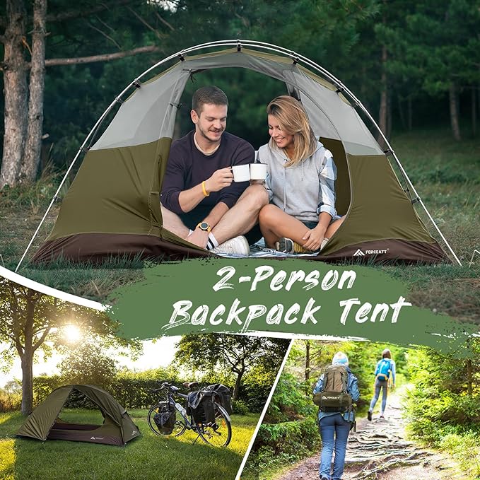 Forceatt Camping Tent 2 Person, Backpacking Tent Waterproof & Windproof, Ultralight Instant Tent with Rain Fly for Camping, Hiking, Outdoor