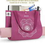 Gonex Yoga Mat Bag, Yoga Gym Bag Tote Bag with Multi Pockets For Women Men, Canvas Yoga Mat Carrier Take in Out Mat Easily For Pilates Travel Workout Office