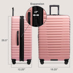 U.S. Traveler Boren Expandable Hardside Rugged Travel Luggage with 8 Spinner Wheels, Rose Pink, Checked-Large 30-Inch