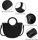 Womens Straw Beach Bag Woven Crossbody Shoulder Bags Top Handle Satchel Handbag Purse for Summer