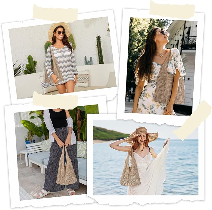Straw Beach Bags for Women - Summer Woven Tote Bag Shoulder Handbags, Large Beach Bag for Women for Holiday