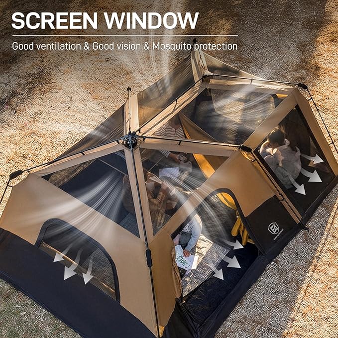 EVER ADVANCED 10 Person Camping Blackout Design Tent, Multi Room Tent for Family, Large Tents with Rainfly and Carry Bag, 2 Doors, Water-Resistant, 14ft x 10ft x 84in