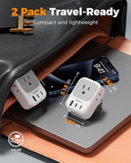 TESSAN Switzerland Travel Plug Adapter PD 20W, 2 Pack Type J Switzerland Power Adapter with 4 Outlets 3 USB (2 USB-C), Swiss Plug for US to Rwanda Jordan Liechtenstein Madagascar, Travel Essentials