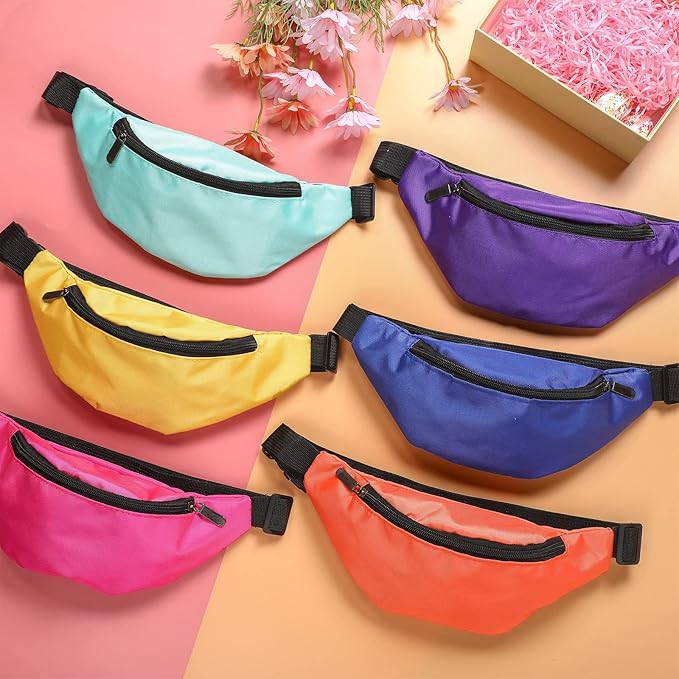 Saintrygo 20 Pcs Neon Fanny Pack Bulk, 90s 80s Fanny Pack Adjustable Waist Bags, Vintage Bag, Oxford Cloth for Workout Traveling Running Bachelor Party Favors Women Men (Fashion Color)