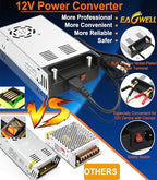 EAGWELL New Version Converter, 110V to 12V Converter DC Power Supply 12V Power Supply DC Switch Transformer for RV, Pump, LED Strip, LCD Monitor