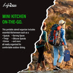 Life 2 Go 12 Pcs Camp Cooking Utensil Set & Outdoor Kitchen Gear Cookware Kit, Portable Compact Carry Case for Camping, Hiking, Travel, BBQ Grilling Stainless Steel Accessories Spoon & Fork, Navy