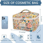 Gosect Large Makeup Bag, Cute Cosmetic Bag for Women Girls, Floral Coquette Aesthetic Toiletry Bag, Travel Make Up Organizer Bag (South Twigs Flower)