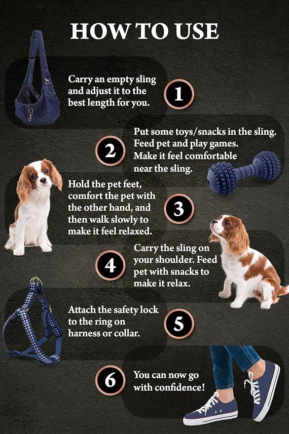 Noah & Paw Dog Sling Carrier for Small Dogs 5-18lb, Dog Sling for Small Dogs and Cats, Dog Carrier with Adjustable Padded Strap, Premium Denim, Lined with Fur, Double Safety Feature, Machine Washable