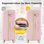 Luggage Sets, 2 Piece Carry on Luggage Set with Travel Bag, 2 Piece Expandable Spinner Hardshell Suitcase with TSA Lock, Back to School Suitcase, Women Men (Light Pink, 20/24 Inch)