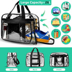 Large Clear Beach Bag with Shoe Compartment, Clear Duffle Heavy Duty Bag Gym Tote Travel Bag for Women Men