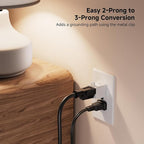 [ETL Listed] Cable Matters 3-Pack 2 Prong to 3 Prong Outlet Adapter, 3P to 2P Plug Adapter - Converts a 2Prong Outlet to Support 3Prong Plugs, White