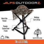 ALPS OutdoorZ Tri-Leg Stool Mossy Oak Original Bottomland Folding Hunting Stool with Steel Frame, 600D Polyester Fabric, Compact Packable Design & Carry Strap for Turkey Hunting & Camping