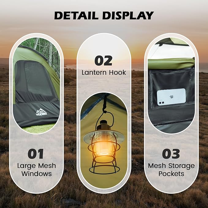 WildFinder SUV Tent, Rectangle Car Tent for Family, Waterproof & Windproof for Car Camping, Large Camping Tents with Storage Bag, SUV, Van, Jeep