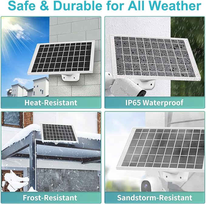 4 Pack Solar Panels for Outdoor Camera Micro USB & USB-C Solar Panel Charger, 5V 6W 4W 3W Solar Panel for Security Camera Fit for Wyze Cam V1 V2 Outdoor,Arlo Essential,Simplisafe,Eufy Cameras