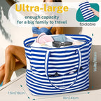 Iioscre Beach Bag for Women, Causal Hobo Pool Bags with Zipper Inner Pocket, Foldable Swim Tote Bag for Vacation Essentials