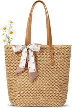 Trifabricy Beach Bags for Women, Large Straw Beach Bag, Beach Tote Bag Shoulder Handbags, Straw Bag Beach Purse for Summer