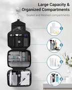 Maliton Toiletry Bag for Men & Women Travel Toiletry Bag Hanging Toiletry Bag Hygiene Bag with 4 Compartments Waterproof Bathroom Shower Bag for Traveling(Black)