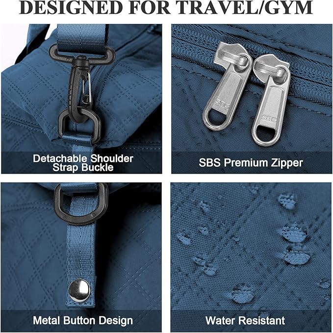 HYC00 Travel Duffel Bag,Carry-on Overnight Weekender Bags for Women,Sports Tote Gym Bag with Wet Pocket
