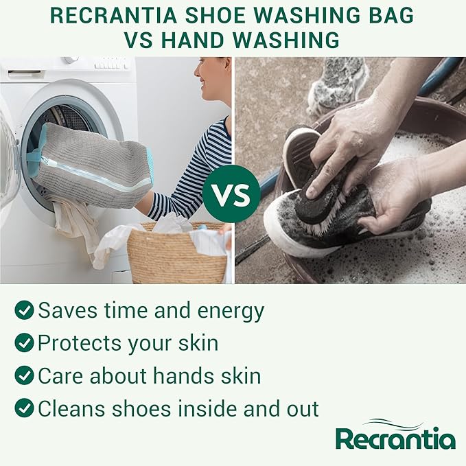 Shoe Washing Machine Bag - Set of 2 Shoe Washing Bags, 360° Deep Clean Shoes Laundry Bag, Reusable Shoe Bag for Washing Machine, Sneaker washing machine bags, Grey