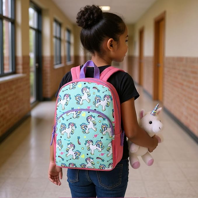 Trail maker 15 Inch Kids Backpacks for Boys & Girls | Preschool, Kindergarten, Elementary School Backpacks with Adjustable, Padded Straps (Upbeat Unicorns)