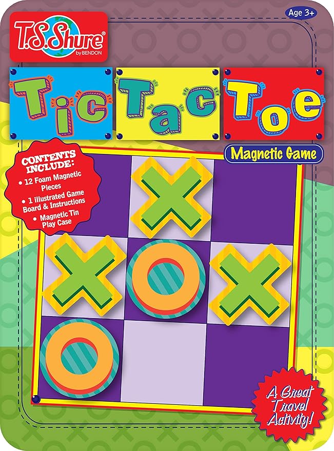 TS Shure by Bendon Tic-Tac-Toe Games Magnetic Activity Tin with Foam Magnet Sheet 50522
