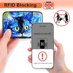 Mayski Credit Card Holder, RFID Blocking, Aluminum Alloy Hard Case, Small Mini Business Metal Wallet for Women Men, Blue Cat