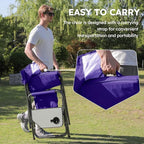 Colegence Oversized Directors Camping Chair Set of 2 Support 600 LBS, Heavy Duty Folding Outdoor Chairs with Side Pocket and Adjustable Side Table for Outside Beach,Lawn,Fishing, Deep Purple