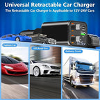 [Apple MFi Certified] Retractable Car Charger USB C, Braveridge 120W USB C Car Charger 4 in 1 PD/QC Type C Fast Charge Cigarette Lighter Adapter for iPhone 17/17 Pro Max/16 Pro/15/Galaxy S26/S25/Pixel