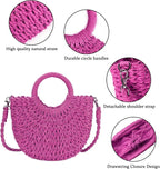 Womens Straw Beach Bag Woven Crossbody Shoulder Bags Top Handle Satchel Handbag Purse for Summer