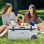VEVOR Ultra-Light Hard Cooler, Ice Retention Cooler with Heavy Duty Handle, Ice Chest Lunch Box for Camping, Travel, Outdoor, Keeps Cool for up to 6 Days, 30% Lighter Than Rotomolded Coolers
