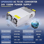 New Upgraded DIY SMPS 110V to 24V AC to DC 62.5A 1500W Power Supply,DC Power Supply,110v to 24v Converter Voltage Transformer for Motor Pump CCTV 3D Printer Air Compressor Led