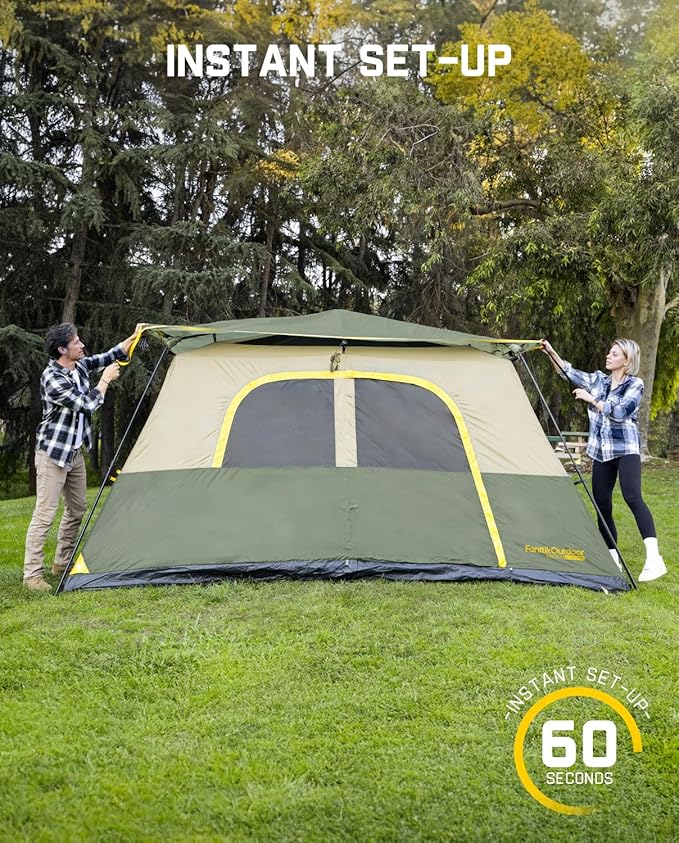 FanttikOutdoor Camping Tent 4/6/8/10 Person Instant Cabin Tent Setup in 60 Seconds with Rainfly & Windproof Portable with Carry Bag for Family Camping & Hiking, Upgraded Ventilation, Navy Blue