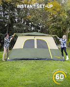 FanttikOutdoor Camping Tent 4/6/8/10 Person Instant Cabin Tent Setup in 60 Seconds with Rainfly & Windproof Portable with Carry Bag for Family Camping & Hiking, Upgraded Ventilation, Navy Blue