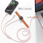 Apple Watch Charger 6FT Multi Charging Cable, Magnetic Nylon Braided USB C Port to Lightning Type-C Cord 3 in 1 Charging Wire for Airpods iPhone iPad iWatch Phone
