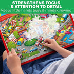 QUOKKA Magnetic Puzzles for Kids Ages 4-6 – 100 PCS Magnetic Puzzle Book for Toddlers 3-5 – 2 Puzzles & 2 Spot The Difference Maps – Search & Find Travel Games – Activity Book Dinos & City Cars