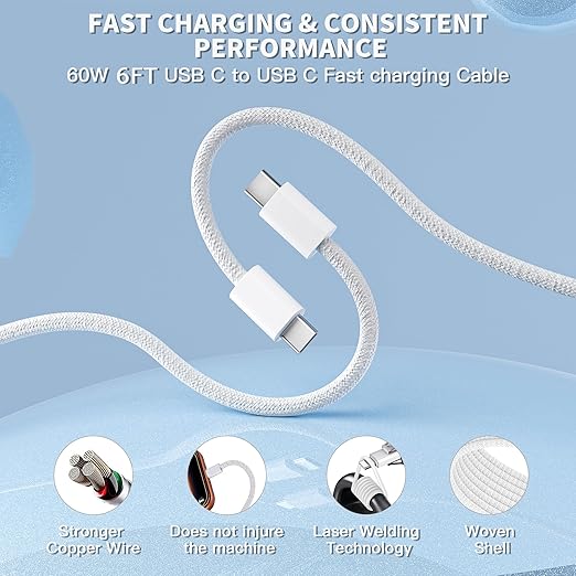[Apple MFi Certified] iPhone Charger Fast Charging,6FT 3Pack Fast USB C Wall Chargers Plug Adapter USB C to C Cable Cord for Apple iPhone 17E/17/17 Pro/17 Pro max/Air/16/16 Pro Max/15,iPad Pro,Airpods