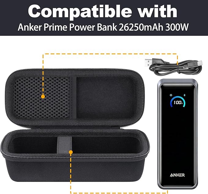 for Anker Prime Power Bank 26250mAh 300W Portable Charger Hard Travel Case,Portable Case Compatible with 26,250mAh 3-Port Portable Charger with 300W Max Output(Only Case)